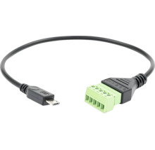 Micro-USB-Kabel auf 5-poligen Schraubklemmenblock, schwarz.