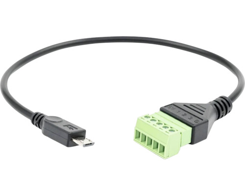 Micro-USB-Kabel auf 5-poligen Schraubklemmenblock, schwarz.