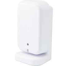 Weißes, rechteckiges Smart Home Gateway mit abgerundeten Ecken und Status-LED auf einem Standfuß.