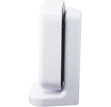 Seitenansicht eines weißen, rechteckigen Tür- und Fenstersensors aus Kunststoff für Smart Home.
