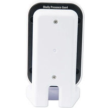 Rückansicht des Shelly Presence Gen4 Präsenzsensors mit weißem Gehäuse und zwei Befestigungsschrauben.