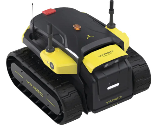 Yarbo Core modulares Robotersystem auf Ketten mit Antennen und Sensoren für die Gartenpflege.