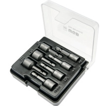 7-teiliges WGB Steckschlüsseleinsatz-Set aus Metall in Kunststoffbox mit Sechskantschaft.