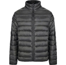 Schwarze Steppjacke mit Stehkragen und durchgehendem Reißverschluss.