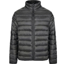 Schwarze Steppjacke mit durchgehendem Reißverschluss und hohem Stehkragen für Herren.