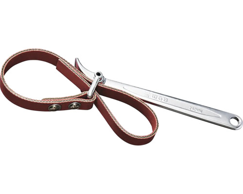 Ölfilterschlüssel mit verstellbarem Gewebeband und Metallgriff für Werkstattarbeiten.