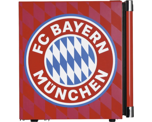Mini-Kühlschrank mit FC Bayern München Logo und Rautenmuster.