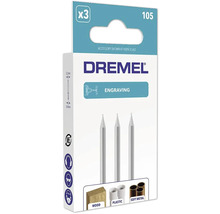 Dremel Graviermesser 105 Dreierpack für Holz, Kunststoff und Weichmetall mit einem Durchmesser von 0,8 Millimeter.