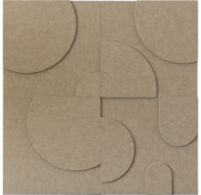 Akustikpaneel aus Filz für die Wand mit geometrischem Relief aus Kreisen und Halbbögen.