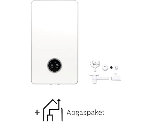 Gas Brennwertgerät mit Abgaspaket und rundem Display.