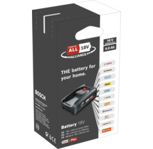 Verpackung Bosch 18 Volt Lithium-Ionen-Akku mit 4,0 Amperestunden der Power for All Alliance.