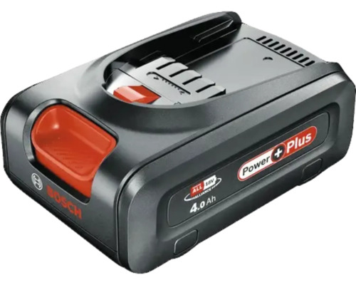 Bosch Power Plus 18 Volt Akku mit 4,0 Amperestunden Kapazität für Geräte der Power For All Alliance.