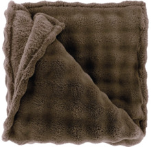 Flauschige Kuscheldecke aus Kunstfell in Braun.