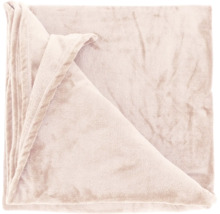 Weiche rosa Wohndecke aus Fleece, rechteckig und gefaltet.