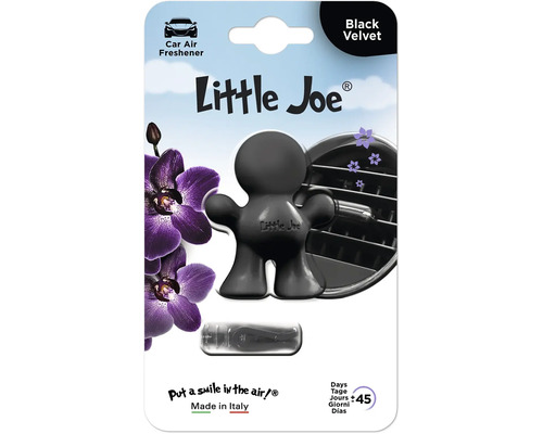 Little Joe Auto-Lufterfrischer Black Velvet, schwarze 3D-Figur mit Clip für das Lüftungsgitter, hält circa 45 Tage.