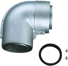 90 Grad Abgasrohr-Bogen aus Metall inklusive Dichtung und zwei Schrauben.