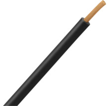 Einadriges flexibles Kabel mit schwarzer Isolierung und freiliegender Kupferlitze.