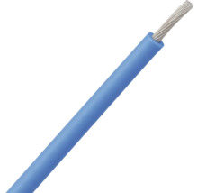 Blaue Aderleitung mit feindrähtigem Kupferleiter, isoliert.