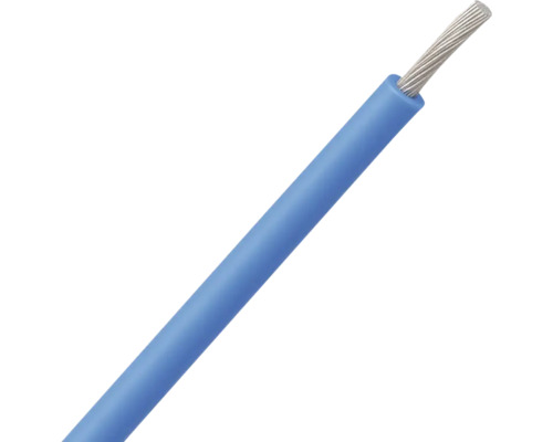 Blaue Aderleitung mit feindrähtigem Kupferleiter, isoliert.