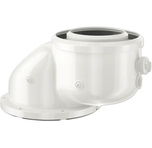 Weißer Abgasbogen aus Kunststoff für Heizungsanlagen.