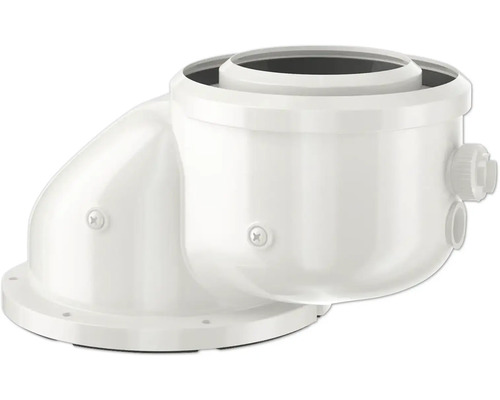 Weißer Abgasbogen aus Kunststoff für Heizungsanlagen.