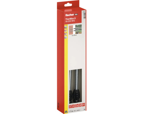 fischer TherMax II 16/250 M12 Abstandsmontagesystem für Wärmedämmverbundsysteme zur thermischen Trennung, 2 Stück.