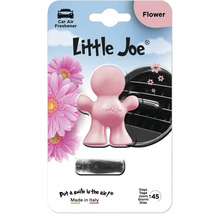 Pinkfarbener Little Joe Auto-Lufterfrischer Flower mit Duftfigur und Clip für Lüftungsschlitze, Wirkungsdauer circa 45 Tage.