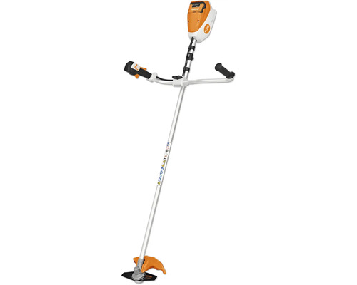 STIHL Akku-Motorsense mit Zweihandgriff und Schutzhaube.