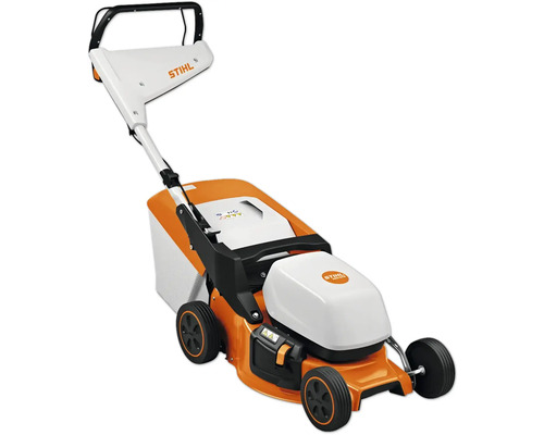 STIHL Akku-Rasenmäher mit Grasfangkorb und klappbarem Holm