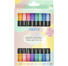 Stylex Zweispitzfasermaler in Pastelltönen, 10 Stück, doppelseitige Faserstifte mit zwei Spitzen.
