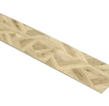 Bodenbelag mit Holzeffekt und geometrischem Muster, Laminatdiele oder Vinyldiele für den Innenbereich.