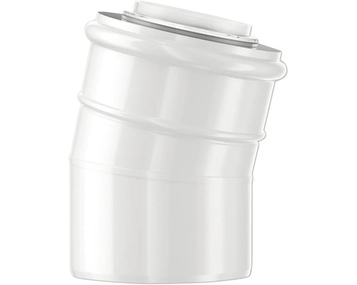 Hochtemperatur-Rohrbogen aus Polypropylen in Weiß mit Gummidichtung.