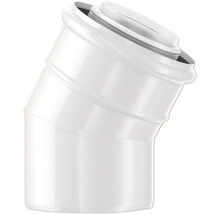 Weißer HT-Bogen aus Kunststoff für Abwasserrohre im Innenbereich.