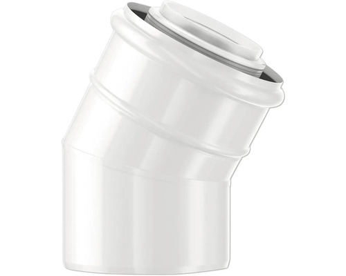 Weißer HT-Bogen aus Kunststoff für Abwasserrohre im Innenbereich.