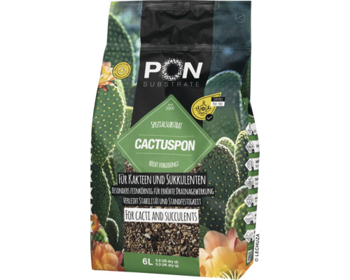 LECHUZA CACTUSPON Spezialsubstrat für Kakteen und Sukkulenten, torffrei, nicht vorgedüngt, 6 Liter.