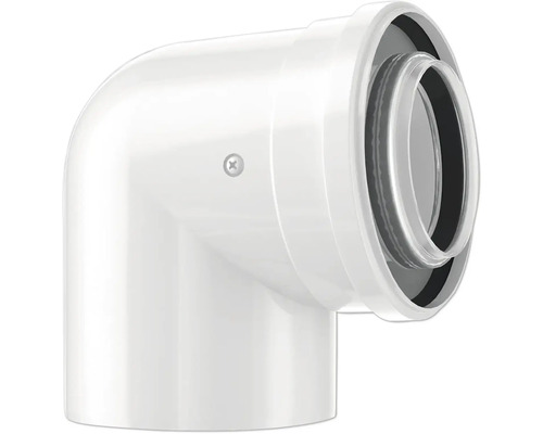 Bogen 90 Grad aus Kunststoff mit integrierter Dichtung für Abwasserrohre.