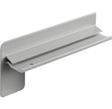 Graue Wandhalterung aus Kunststoff für Schienensysteme.