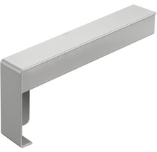 Graue Endkappe aus Metall für Schienensysteme.