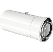 Doppelwandiges Abgasrohr aus Kunststoff mit Verschlussclip für Belüftungssysteme.