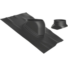 Universelle Dachdurchführung aus Kunststoff in Schwarz für Schrägdächer mit passender Manschette.