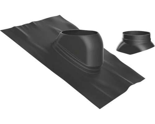 Universelle Dachdurchführung aus Kunststoff in Schwarz für Schrägdächer mit passender Manschette.