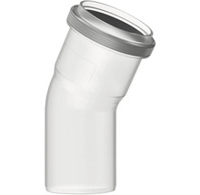 HT-Bogen aus weißem Kunststoff für Abwasserleitungen.