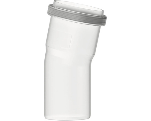 HT-Bogen aus weißem Kunststoff mit 15 Grad Winkel und Dichtung für Abflussrohre.