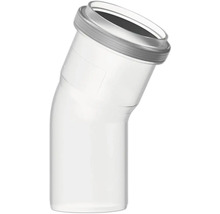 Abwasserrohr-Bogen aus weißem Kunststoff mit Dichtungsring.