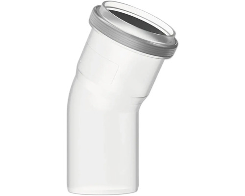 Abwasserrohr-Bogen aus weißem Kunststoff mit Dichtungsring.