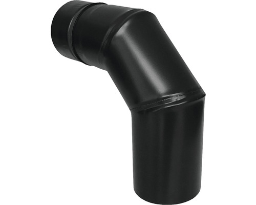 Schwarzes Ofenrohrknie mit einem Winkel