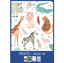 Malblock mit Safari-Motiven, DIN A4, 100 Blatt, Stylex Logo, FSC Mix, Hergestellt in Deutschland.