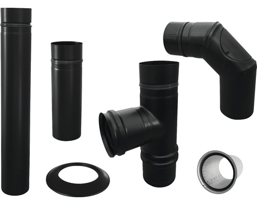 Schornsteinrohrset mit Rohren, Winkel und Rosette