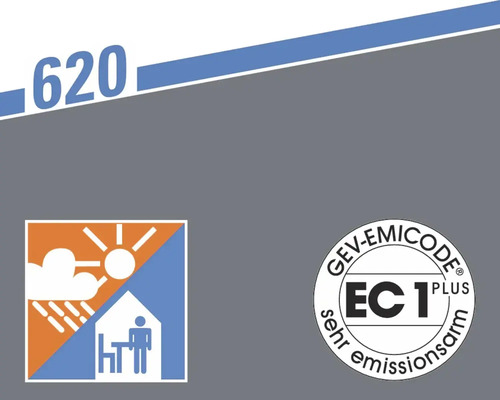 Geeignet für innen und außen sowie GEV-EMICODE EC 1 Plus Zertifikat für sehr emissionsarme Produkte.