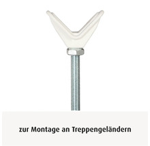 Y-Spindel für Treppenschutzgitter zur Montage an Geländern aus Metall und Kunststoff mit Gewindestab.